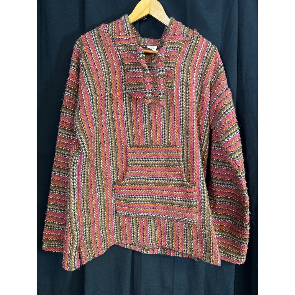 El Paso Saddleblanket Co. Pink Multi Stripe Baja Hoodie Pullover Medium